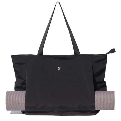 ESVAN Yoga Mat Bag Yoga Tote Carrier Shoulder Bag Carryall Tote for Office,Yoga,Pilates,Travel,Beach and Gym - color: Aa Black