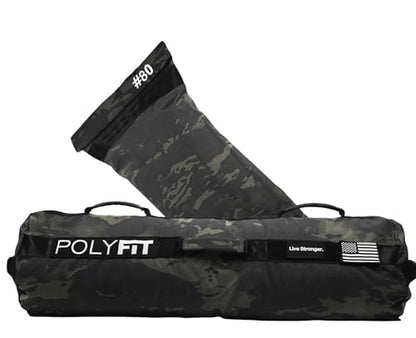 Polyfit Workout Sandbag Pro - Exact Sizing with Triple Closure Filler Bag - color: BLACK CAMO, size: 80 LB