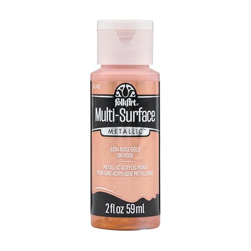 FolkArt Multi-Surface Metallic Paint in Assorted Colors (2 oz), Metallic Rose Gold - color: Metallic Rose Gold, size: 2 Fl Oz (Pack of 1)