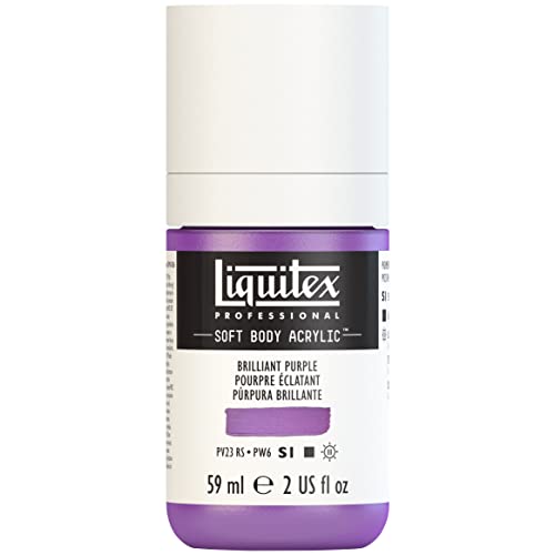 Liquitex Soft Body Acrylic Paint, 2-oz Bottle, Brilliant Purple | Low Viscosity, Highly Pigmented, Satin Finish, Retains Subtle Brush Strokes, Great Surface Coverage, Highly Versatile - color: Brilliant Purple, style: 2-oz Bottle