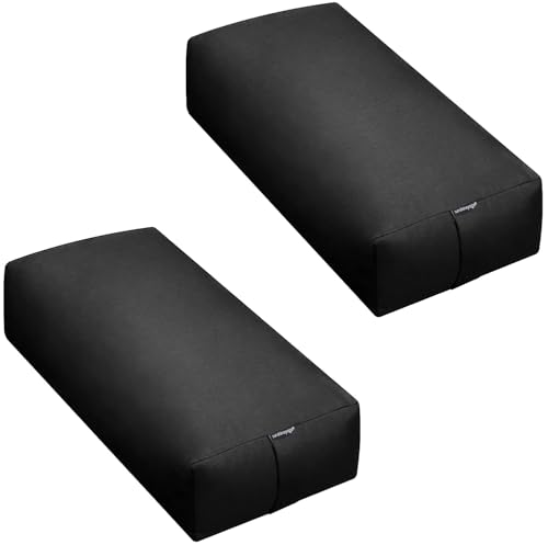 엑스트라 펌 라지 요가 볼스터, 61 x 30.5 x 15.2cm(24 x 12 x 6인치) 신치 또는 지퍼 요가 베개, 스튜디오용 탈착식 커버가 있는 직사각형 면 쿠션, 1팩 또는 2팩 - color: 블랙 - 지퍼 커버, size: 2팩