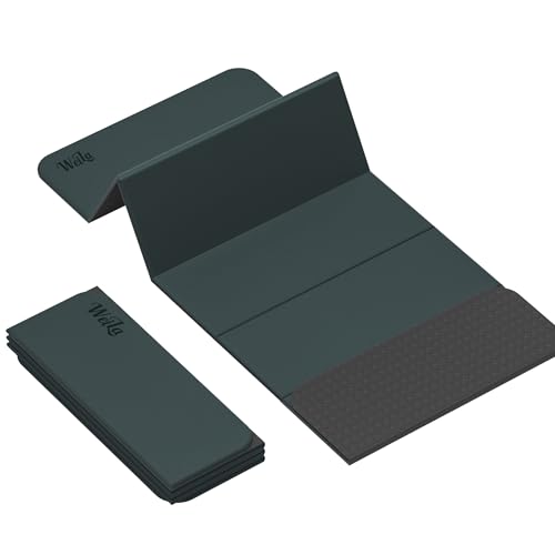 WEILA 1/2 Inch 70"x24" Foldable TPE Yoga Mat, Thick Non Slip Pilates Mat - color: Dark Green