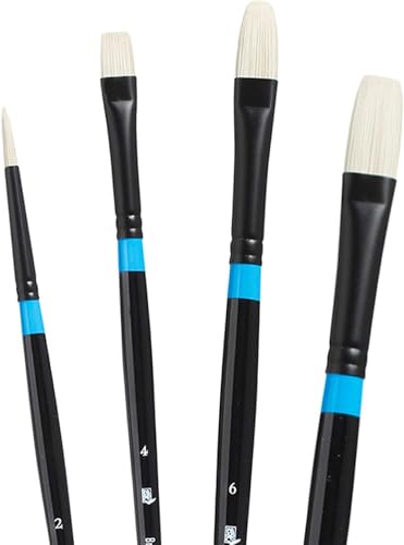 Princeton Aspen Professional Paint Brush Set, 4-Piece Long Handle Synthetic Brushes with Medium-Stiff, No-Shedding Bristles for Acrylic, Oil & Water-Soluble Oil Painting