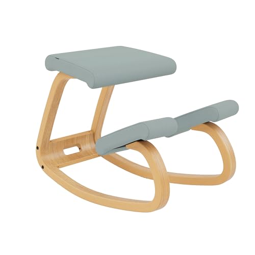 Varier Ergonomic Kneeling Chair, Rocking Knee Stool for Home Office Desk - color: Light Brown/Light Green Tonal