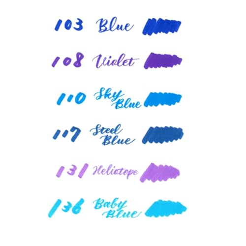 Pentel Arts Sign Pen Twin Brush, Pack of 6 Pens, Blue Hues (SESW30CPC6-2)