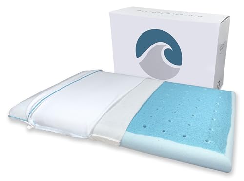 Bluewave Bedding Ultra Slim Max Cool CarbonBlue Gel Memory Foam Pillow for Stomach and Back Sleepers - Thin, Flat Design with Advanced Cooling (2.75-Inch Height, Standard Size) - size: 2.75"H (Standard), style: Max Cool Memory Foam