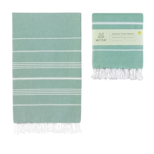 WETCAT Turkish Beach Blanket Sandproof (82"x82") 100% Turkish Cotton, Made in Turkey - Sand Free, Ultra Soft, Extra Large Throw for Picnic – Teal - color: Teal, size: XL Beach Blanket (82" x 82")