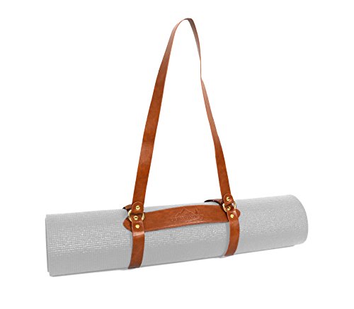 Open Road Goods Vegan Leather Yoga Mat Carrier Sling/Adjustable Blanket Strap/Faux Leather Bedroll Straps
