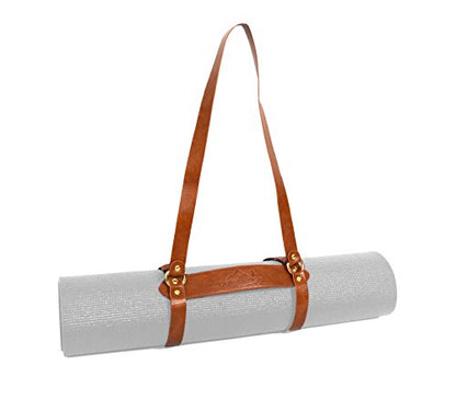 Open Road Goods Vegan Leather Yoga Mat Carrier Sling/Adjustable Blanket Strap/Faux Leather Bedroll Straps