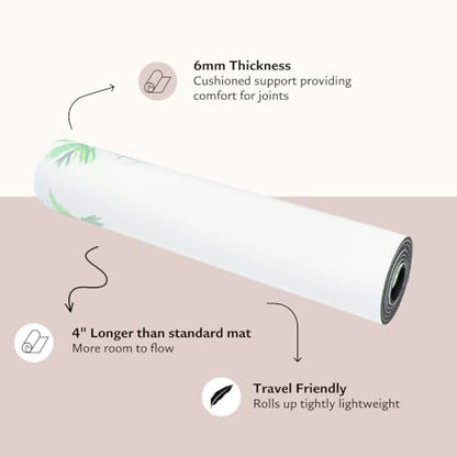 Shakti Warrior TPE Yoga Mat (72 inch x 24 inch x 6mm Thick) | Artist-designed premium TPE yoga mat with a non-slip surface for regular yoga, hot yoga, Pilates, workouts and practice. - color: Elephant