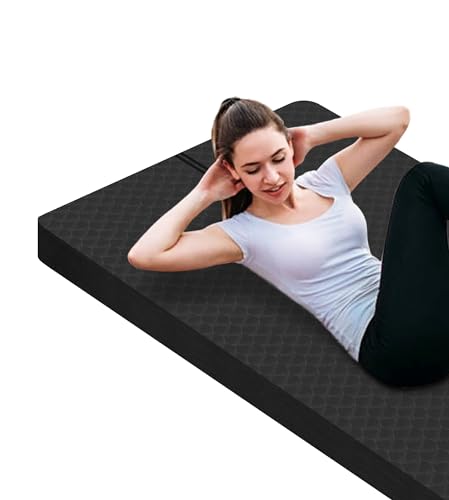 nuveti Large Exercise Mat - 15mm/20mm/30mm Thick Yoga Mat | Workout Mat for Fitness, Yoga, Pilates, Stretching & Floor Exercises for Women & Men with Free Carrying Bag - color: Black, size: 183X80X20MM