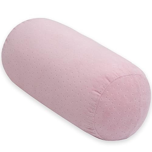 1 MIDDLE ONE Round Cylinder Bolster Pillow with Removable Velour Cover, Tube Roll Cervical Pillow for Head, Neck, Back and Legs Support, 13"x 6", Pink - color: Pink, size: 13 inch