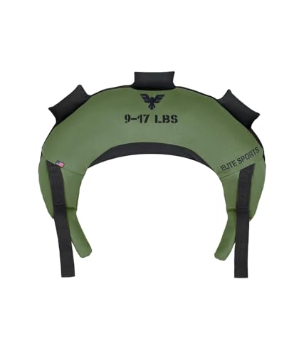 Elite Sports Bulgarian Canvas Bag, Fitness Canvas MMA Gym Cross Workout Training Sandbag 17, 25, 33, 45 lbs (UNFILLED) - color: Forest Green, size: 17 LBS