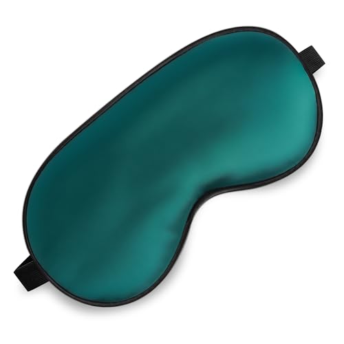 Silk Sleep Mask, Blackout Eye Mask for Sleeping with Adjustable Strap | Light-blocking Blindfold for Men & Women Pressure-Free, Soft Eye Cover Eyeshade for Side Sleeper, for Travel Naps (Green) - color: Green
