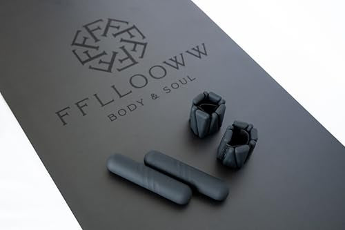 FFLLOOWW Premium Non Slip PU Yoga Mat 72.8” x 26.8” 4.5mm – Eco Friendly Natural Rubber Exercise Mat for Hot Yoga, Pilates & Home Workout with Carry Strap - color: Black