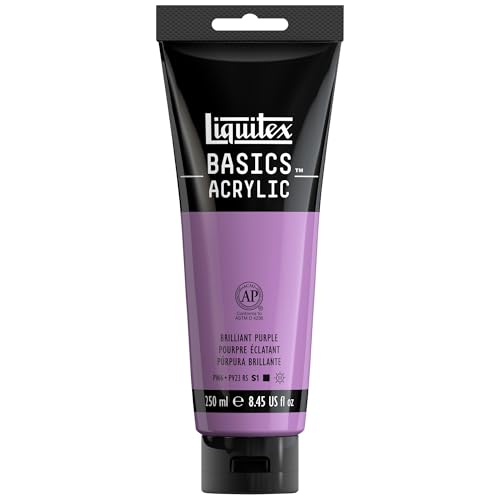 Liquitex BASICS Acrylic Paint, 8.5-oz Tube, Brilliant Purple | Medium Viscosity, Satin Finish, Lightfast, Fine Art Pigments, Range of Opacities, Easy Blending - color: Brilliant Purple, size: 8.45 Fl Oz (Pack of 1)