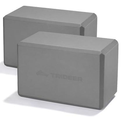 Trideer Yoga Blocks 2 Pack, Soft Non-Slip Foam Blocks with Beveled Edges for Alignment and Stretching in Yoga, Pilates, and Dance - Supportive, Lightweight, Odor Resistant, Latex-Free - color: Gray