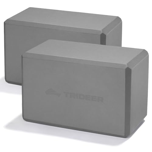 Trideer Yoga Blocks 2 Pack, Soft Non-Slip Foam Blocks with Beveled Edges for Alignment and Stretching in Yoga, Pilates, and Dance - Supportive, Lightweight, Odor Resistant, Latex-Free - color: Gray