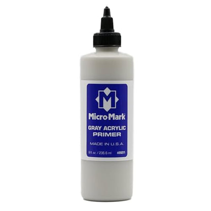 Micro-Mark Gray Acrylic Primer, 8oz | Made in USA, For Models, For Miniatures, For Crafts, Acrylic Surface Primer