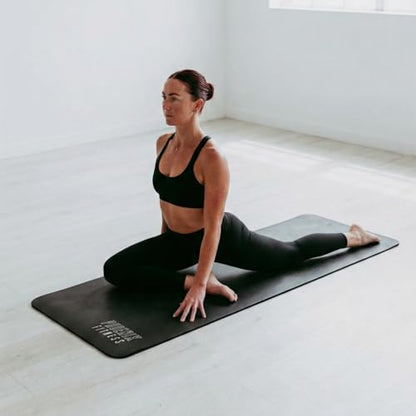 Phoenix Fitness NBR Yoga Mat - 15mm Extra Thick Exercise Mat with Carry Strap - Non Slip Yoga Mat for HIIT, Exercise & Pilates for Men and Women - Black or Pink - color: Black