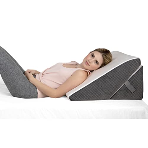Kolbs Memory Foam Adjustable Bed Wedge Pillow - Wedge Pillow Set for After Surgery - 9 x 12 inch Height Chic Jacquard Cover Multi Use for Sleeping and Acid Reflux (Adjustable Height Wedge) - size: Adjustable Height Wedge - Grey