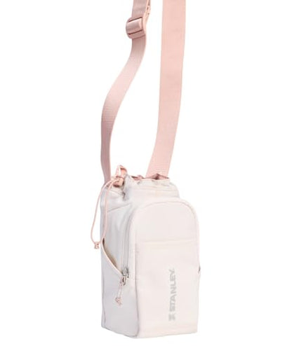 STANLEY Vitalize Carry-All Bag | Bottle Holder with Drawstring Cinch | Adjustable Shoulder Strap | Zippered Valuables Pocket | Durable Recycled Fabric | Rose Quartz - color: Rose Quartz, size: Carry-All