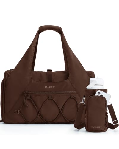 BAGSMART Gym Bag for Women, Lightweight Duffel with Shoe Compartment, Tote Bag with Wet Pocket for Yoga Travel, Chocolate - color: Chocolate, style: Casual Tote