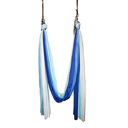 Aerial Yoga Hammock Aerial Pilates Silk Yoga Swing Set Inversion Equipment include daisy Chain, Pose Guide 5.5 yards - color: Blue Sea Color
