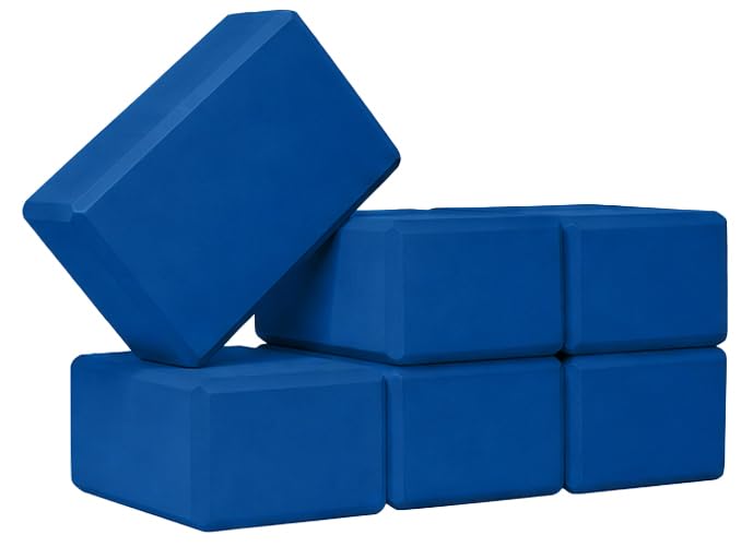 Bulk 4in Foam Yoga Blocks, 6 Pack - color: Blue
