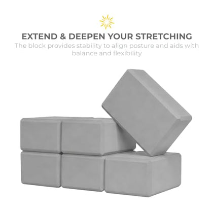 Bulk 4in Foam Yoga Blocks, 6 Pack - color: Cool Gray