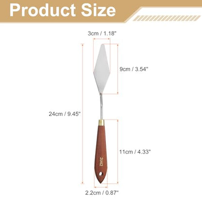 HARFINGTON Palette Knife Painting Tool 3.54" x 1.18" Stainless Steel Teardrop Blade 9.45" Length Spatula Painting Pallet Knives with Hole Beech Wood Handle for Oil Acrylic Canvas, Red/Silver - size: 9.45" x 1.18" x 3.54"