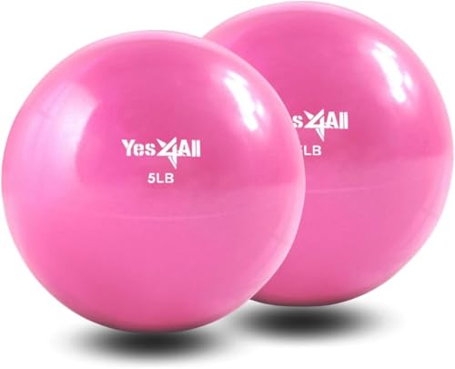 Yes4All Weighted Toning Balls for Exercise, Soft Medicine Balls for Exercise, Pilates, Yoga, Balance, Flexibility, 2-10lbs - color: Pink, style: D. Pair