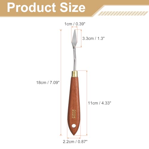 HARFINGTON Palette Knife Painting Tool 1.3" x 0.39" Stainless Steel Teardrop Blade 7.09" Length Spatula Painting Pallet Knives with Hole Beech Wood Handle for Oil Acrylic Canvas, Red/Silver - size: 7.09" x 0.39" x 1.3"