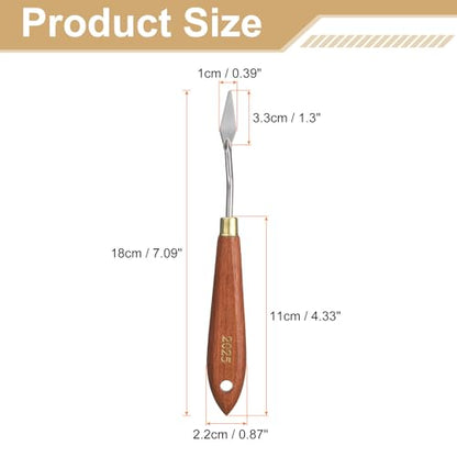 HARFINGTON Palette Knife Painting Tool 1.3" x 0.39" Stainless Steel Teardrop Blade 7.09" Length Spatula Painting Pallet Knives with Hole Beech Wood Handle for Oil Acrylic Canvas, Red/Silver - size: 7.09" x 0.39" x 1.3"