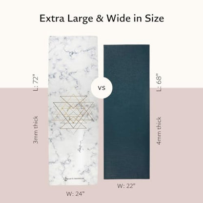 Shakti Warrior Suede Yoga Mat, Non Slip, 72 x 24 Inch, 3mm Thick - color: Marble