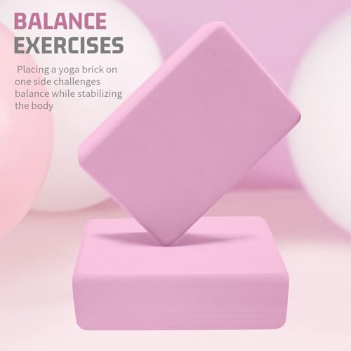biguphate 2 Pack Yoga Blocks, 3"x6"x9" Rounded Edges Non-Slip, Yoha Bricks | Supportive Latex Free, Lightweight Ideal Pilates Block for Pilates Meditation Balance Stretching Deep Poses - color: Light Pink