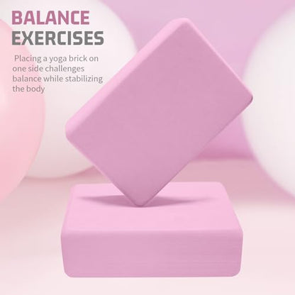biguphate 2 Pack Yoga Blocks, 3"x6"x9" Rounded Edges Non-Slip, Yoha Bricks | Supportive Latex Free, Lightweight Ideal Pilates Block for Pilates Meditation Balance Stretching Deep Poses - color: Light Pink