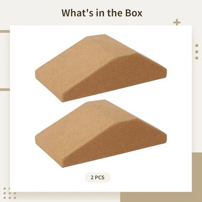 Yoga Props: 2 Cork Wedge Blocks for Alignment & Stability