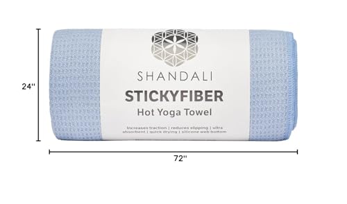 Shandali Hot Yoga Towel - Mat-Sized, Microfiber, Super Absorbent, Anti-Slip, Injury Free, 24" x 72" - Best Bikram Yoga Towel - Exercise, Fitness, Pilates Gear - color: Blue