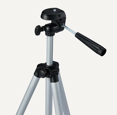 Amazon Basics 50" Lightweight Tripod for Camera and Phone with Travel Bag, Remote Control, Height Adjustable, 360-Degree Rotation, Aluminum, Silver - size: 50-in, style: Tripod with Remote & Phone Holder