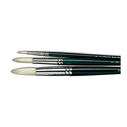 Winsor & Newton Winton Hog Round Brush, #8 | Natural Chinese Hog Bristle Brush, Interlock Constructed, Hand-Set, Corrosion Resistant Ferrules, Natural Curve Bristles