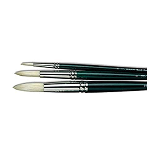 Winsor & Newton Winton Hog Round Brush, #8 | Natural Chinese Hog Bristle Brush, Interlock Constructed, Hand-Set, Corrosion Resistant Ferrules, Natural Curve Bristles