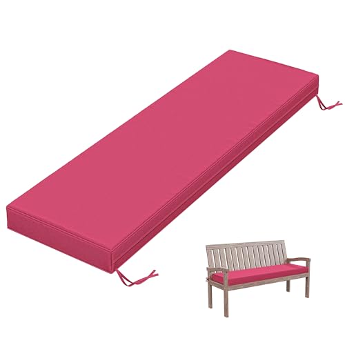 Outdoor Bench Cushion 60×18×3.5 in Thick Waterproof Patio Furniture Cushions, Patio Porch Swing Replacement Seat Pad with Tie Straps and Anti-Slip, for Backyard Garden, Pink - color: Pink, size: 60 x 18 x 3.5 in
