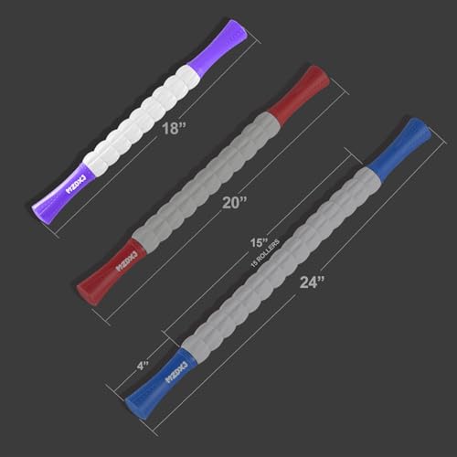 Muscle Roller Massage Roller Stick- Deep Tissue Fascia Blaster for Myofascial Pain Relief, Lymphatic Drainage & Body Sculpting, Handheld Physical Therapy & Recovery Tool (Purple White) - color: Purple White