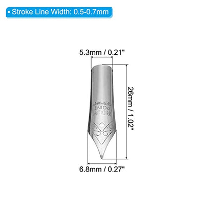 PATIKIL 0.5-0.7mm Line Width Fountain Pen Nib Replacement, 20 Pack 304 Stainless Steel Ink Dip Calligraphy Pen Nib for Drawing Writing, Silver