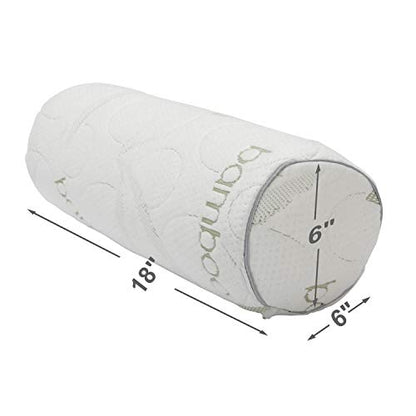 Kingnex Cylinder Bolster Roll Pillow for Sleeping on Back or Side 18x6 | Under Knee to Relief Lower Back Pain, Between Legs for Side Sleepers, Bamboo Viscose Cooling Removable Cover - size: 18 x 6"