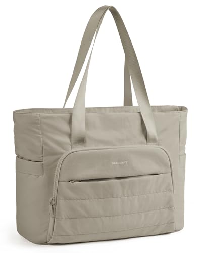 BAGSMART Tote Bag for Women, Lightweight Tote Bag with Yoga Mat Strap - color: 브라운.