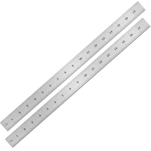 EBOOT 2 Pcs Stainless Steel Ruler Machinist Engineer Ruler with Markings 1/8, 1/16, 1/32, 1/64 Inch for Engineering, School, Office, Architect, and Drawing (18 Inch) - size: 18 Inch