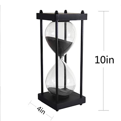 SAMLONG Large Hourglass Timer 60 Minute, Black Wooden Sandglass, Black - color: 60 Min Black Sand