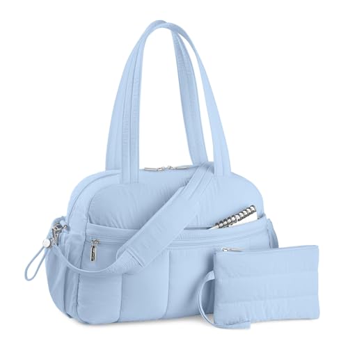 TOPDesign Travel Duffel Bag for Women, Puffer Gym Bag Sports Tote with Wet Pocket, Carry On Weekender with Luggage Sleeve (Ocean Blue) - color: Ocean Blue